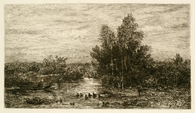 Pêcheur sur la rivière avec des canards, 1878 - Charles Francois Daubigny